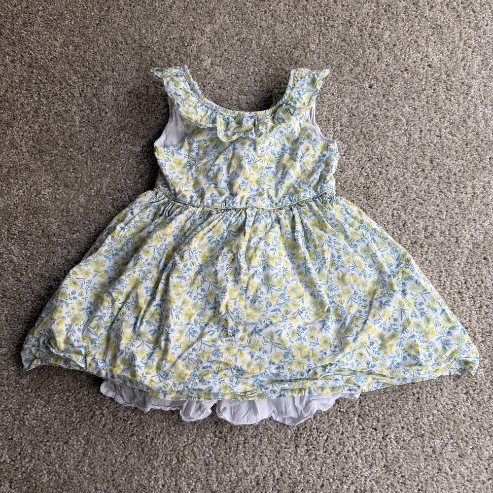 Tommy Bahama Dress Girls 4T Yellow Blue Floral Ruffle Lined Cotton Sundress